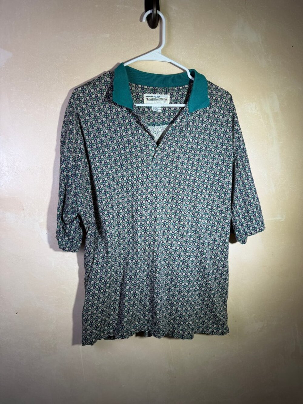 Natural Issue by Feldini Vintage 90s Geometric Print Polo Sz L
